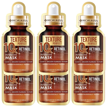 Rojukiss Perfect Texture 10X Retinol Mask - Deep Nourishment & Pore Refinement (Pack of 6)