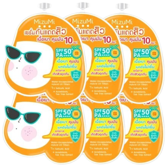 MizuMi UV Acne Matte Serum SPF50+ PA++++ - 6g (Pack of 6) - Made in Japan