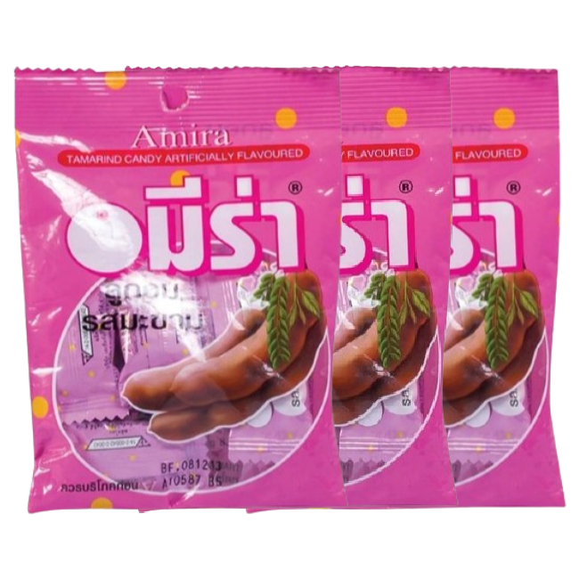 Amira Tamarind Candy 28.8g - Pack of 12 Bags, Delicious Sweet and Sour Treats
