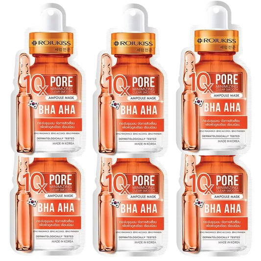 Rojukiss Pore Minimizing Clear & Smooth 10X BHA AHA Ampoule Mask (Pack of 6)