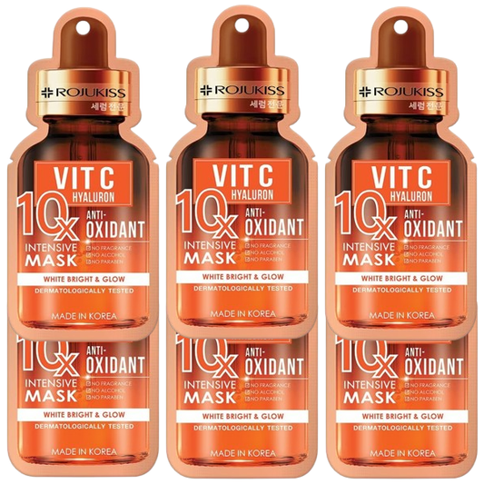 Rojukiss Vitamin C Hyaluronic Acid 10X Intensive Mask – Pack of 6