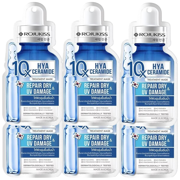 Rojukiss Hya Ceramide 10X Repair Mask for Dry UV-Damaged Skin - Pack of 6