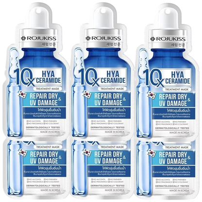 Rojukiss Hya Ceramide 10X Repair Mask for Dry UV-Damaged Skin - Pack of 6