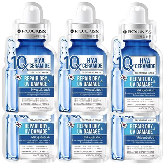 Rojukiss Hya Ceramide 10X Repair Mask for Dry UV-Damaged Skin - Pack of 6