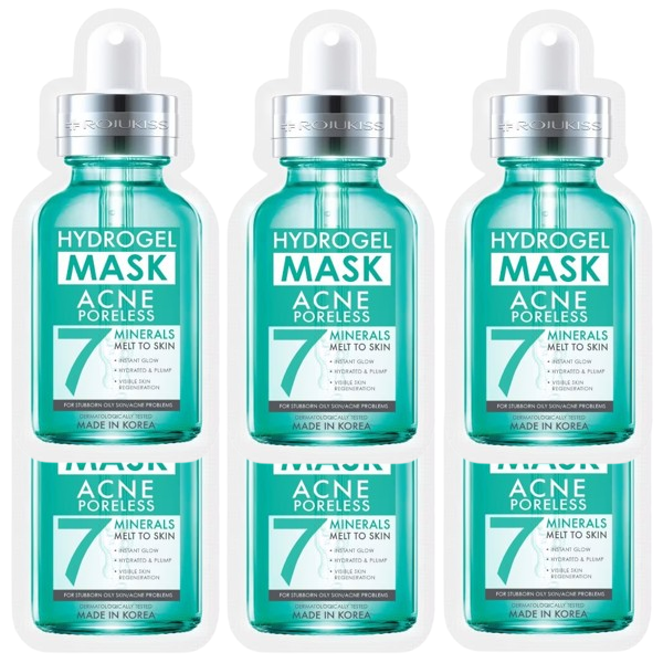 Rojukiss Acne Poreless Hydrogel Mask with 7 Minerals – Pack of 6