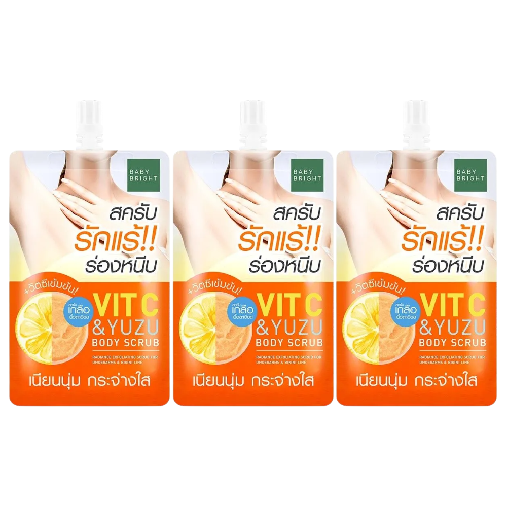 Baby Bright Vitamin C & Yuzu Body Scrub 40g – Pack of 3 for Radiant, Smooth Skin