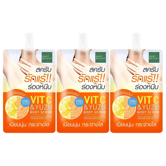 Baby Bright Vitamin C & Yuzu Body Scrub 40g – Pack of 3 for Radiant, Smooth Skin