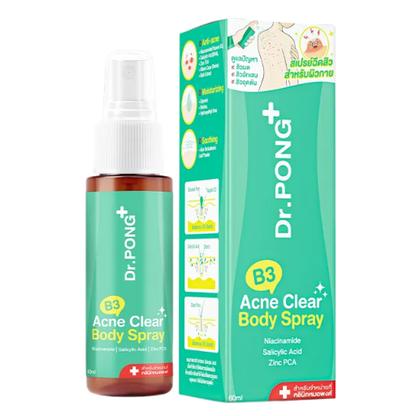 Dr.PONG B3 Acne Clear Body Spray 60ml – Clear, Soothes & Prevents Acne