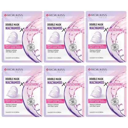Rojukiss Double Mask with Niacinamide & Glutathione – 25ml x 6 Pack