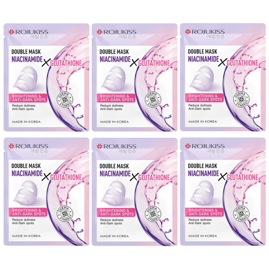 Rojukiss Double Mask with Niacinamide & Glutathione – 25ml x 6 Pack