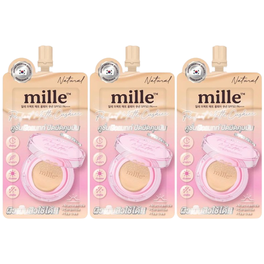 Mille - Perfect Matte Cushion SPF50 PA+++ (#02) 6g. (Pack of 3)