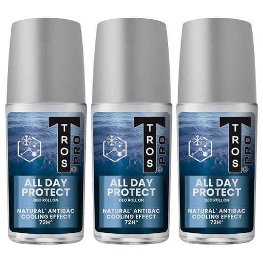TROS Pro Deo Roll-On Deodorant - All Day Protect, Blue, 45ml (Pack of 3)