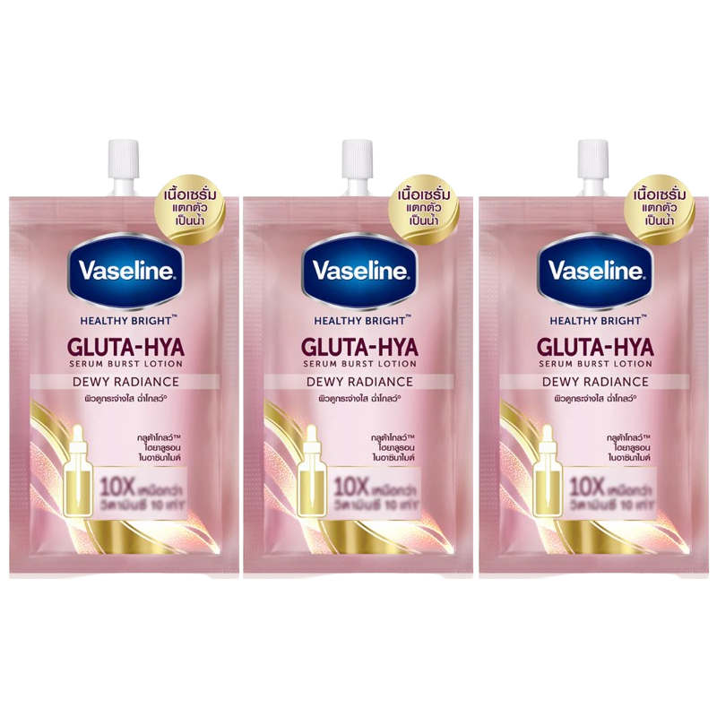 Vaseline Healthy Bright Gluta-Hya Serum Burst Lotion - Dewy Radiance 30ml (Pack of 3)