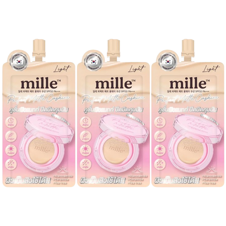 Mille - Perfect Matte Cushion SPF50 PA+++ (#01) 6g. (Pack of 3)