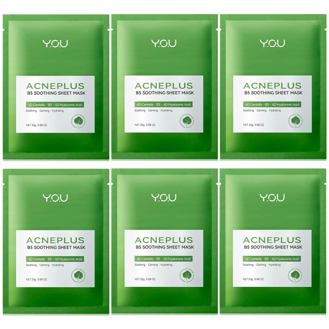 Y.O.U AcnePlus B5 Soothing Sheet Mask 25g – Pack of 6