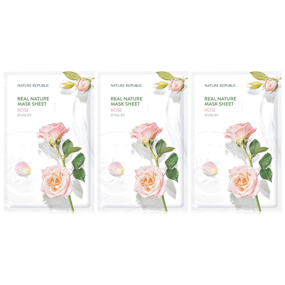 Nature Republic Rose Real Nature Mask Sheet 23ml – Pack of 3