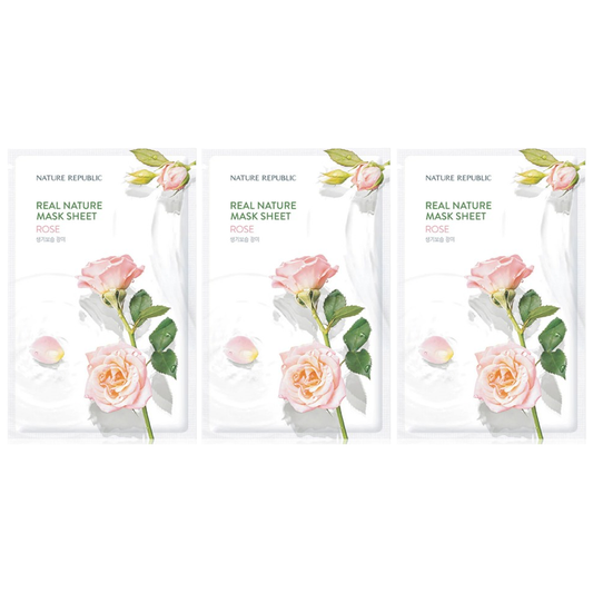 Nature Republic Rose Real Nature Mask Sheet 23ml – Pack of 3