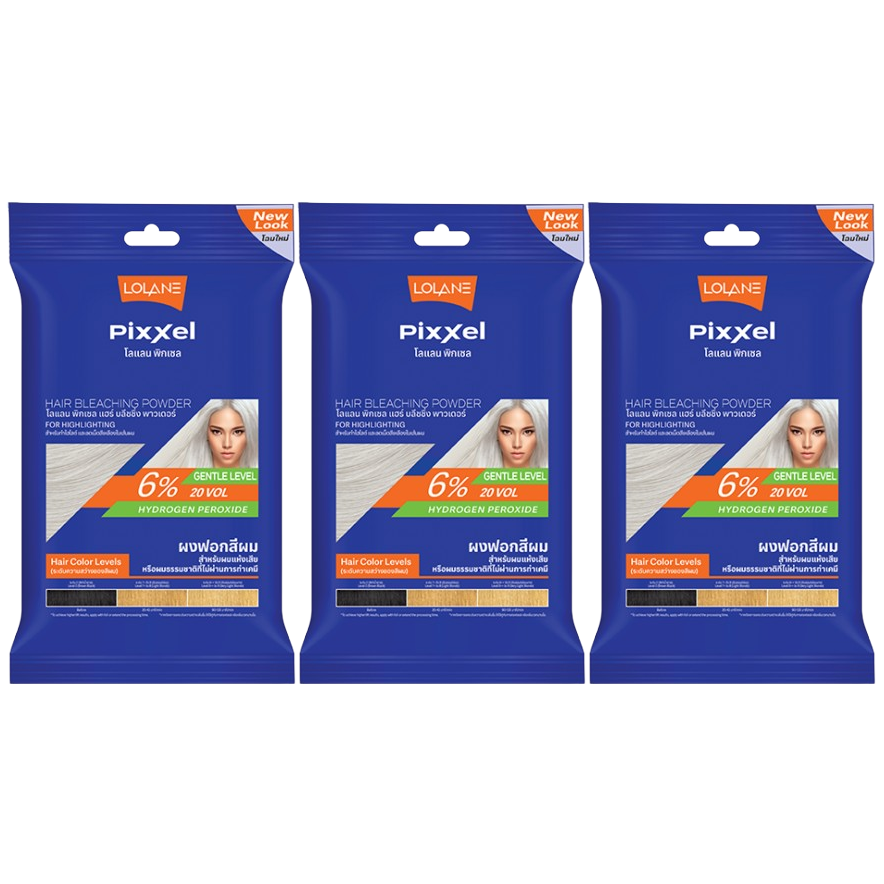 Lolane Pixxel Hair Bleaching Powder with Oxymilk 6%, 15g (Pack of 3)