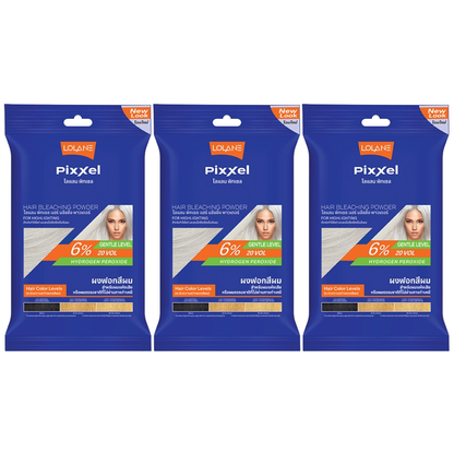 Lolane Pixxel Hair Bleaching Powder with Oxymilk 6%, 15g (Pack of 3)
