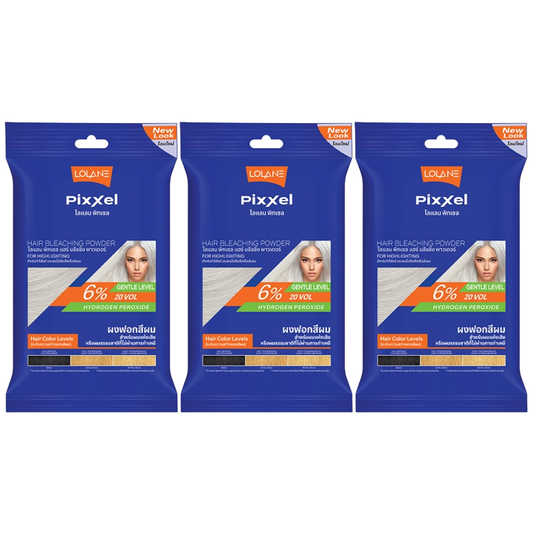 Lolane Pixxel Hair Bleaching Powder with Oxymilk 6%, 15g (Pack of 3)