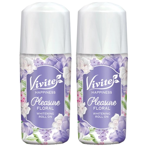 Vivite - Roll-on blanchissant floral Happiness Pleasure (Violet) 40 ml (Lot de 2)