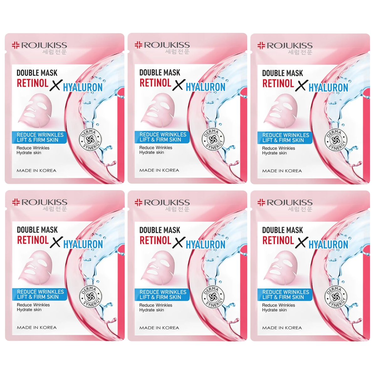 Rojukiss Double Mask Retinol & Hyaluronic Acid 25ml - Pack of 6