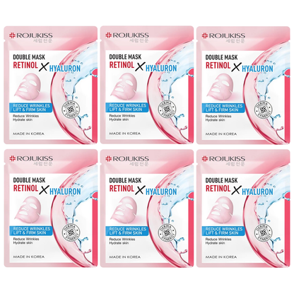Rojukiss Double Mask Retinol & Hyaluronic Acid 25ml - Pack of 6