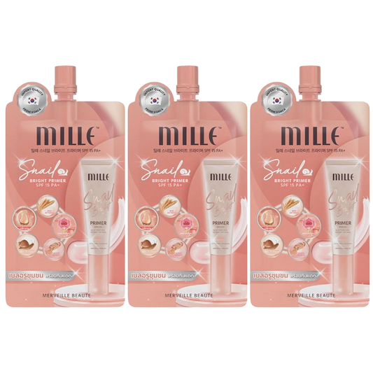 Mille - Snail Bright Primer SPF15/PA+ 6g. (Pack of 3)