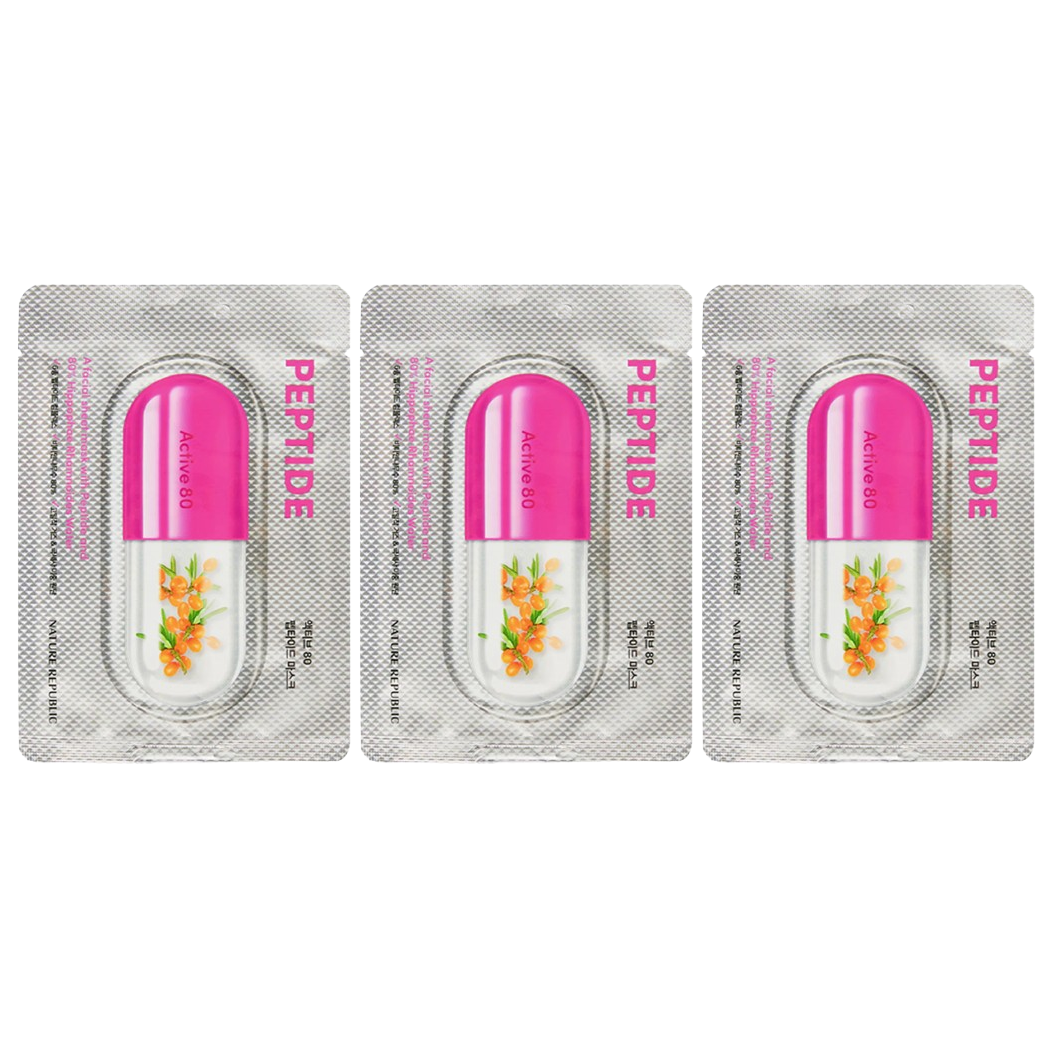 Nature Republic Active 80 Peptide Mask 29ml - Pack of 3 for Youthful, Radiant Skin