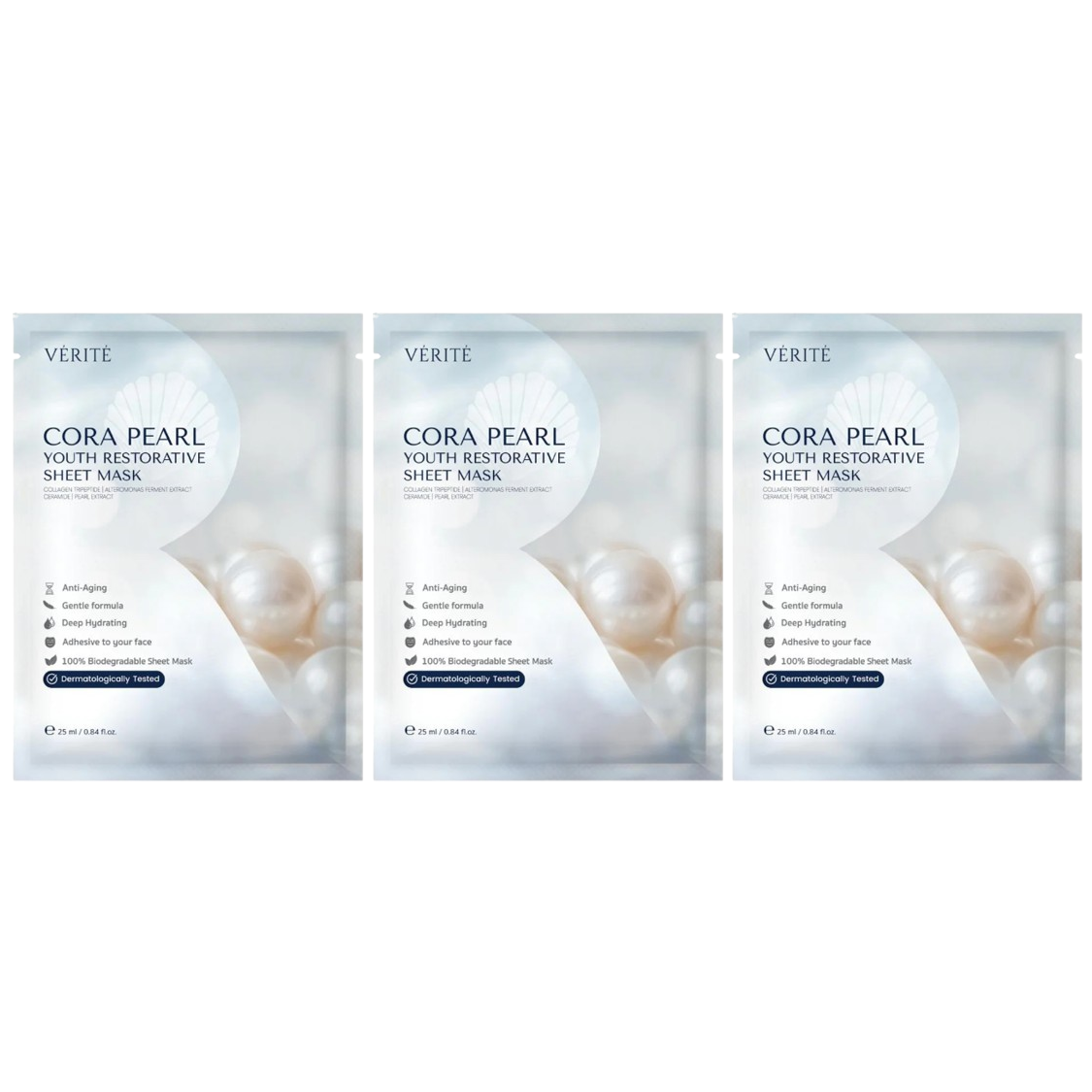 Verite Cora Pearl Youth Restorative Sheet Mask - 25ml (Set of 3)