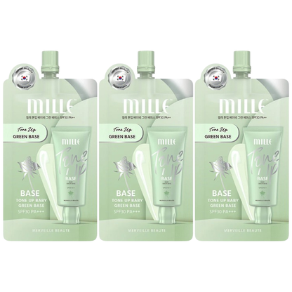 Mille - Tone Up Baby Green Base SPF30 PA++ 6g. (Pack of 3)