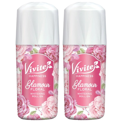 Vivite Happiness Glamour Floral Whitening Roll-On (Pink) 40ml – Pack of 2