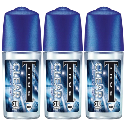TROS Clear Ultra Cool & Dry Deo Roll-On - 45ml (Pack of 3)