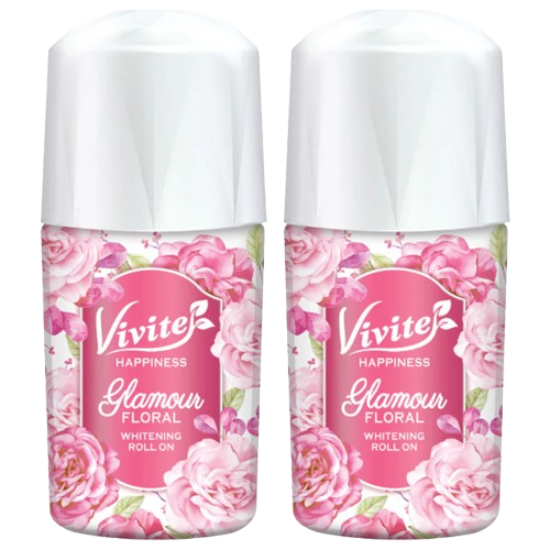 Vivite Happiness Floral Whitening Roll-On 20ml – Pack of 2 for Radiant Underarms