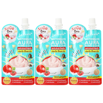 Jula's Herb Watermelon Aura Bomb Scrub – 40g (Pack of 3) for Face & Body