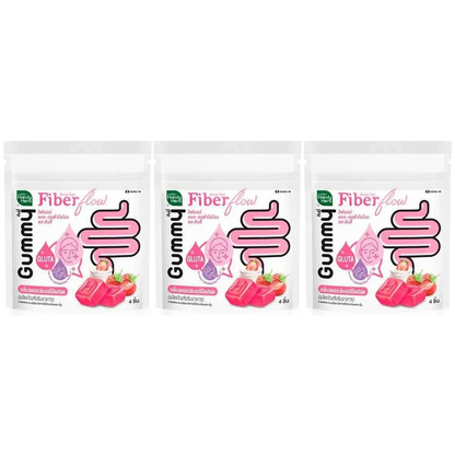 Handy Herb - Fiber Flow Gummy Jelly, Fiber, L-Glutathione, Zinc, Rose and Grape Seed Extracts, Strawberry Yogurt flavor (Pack of 3 sachets, 4 pcs. per sachet)