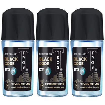 TROS Black Code Deo Roll-On 45ml – Pack of 3