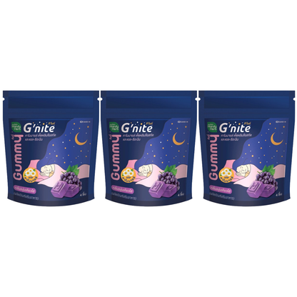 Handy Herb - Gnite Beautie Gummy Jelly, Chamomile, Reishi Mushroom Extract and L-Theanine, Sleep Fast, Kyoho Grape flavor (Pack of 3 sachets, 4 pcs. per sachet)