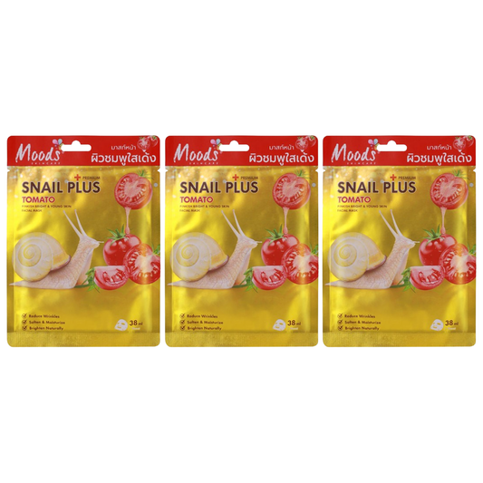 Moods Skin Care - Snail Plus Series Tomato Pinkish Bright & Young Skin Facial Mask 38ml. (Pack of 3)