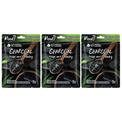 Moods Skin Care - Charcoal Moist And Cleaning 3D Facial Mask 38ml. (Pack of 3)