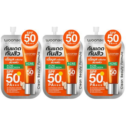 Woonae Acne Sunscreen SPF50 PA+++ 8g – Pack of 3