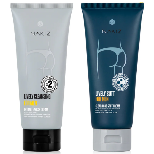 Nakiz Men's Care Duo: Clear Acne Spot Cream for Butt & Intimate Cleansing