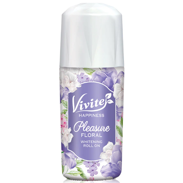 Vivite - Roll-on blanchissant floral Happiness Pleasure (Violet) 40 ml (Lot de 2)