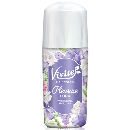 Vivite - Roll-on blanchissant floral Happiness Pleasure (Violet) 40 ml (Lot de 2)