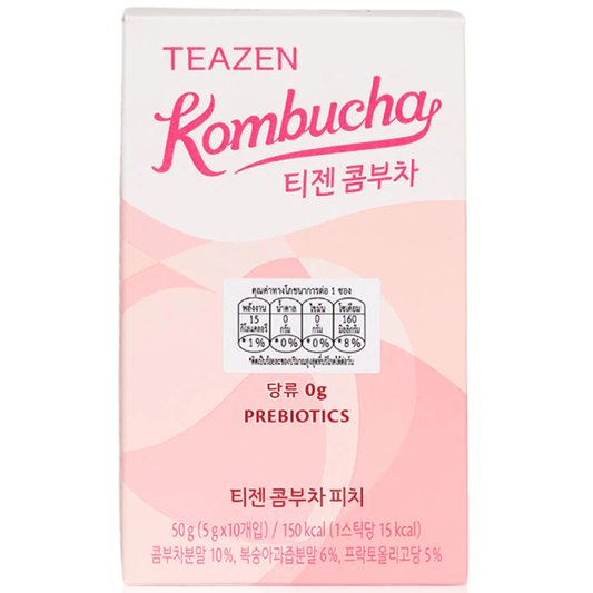 TEAZEN Peach Flavor Kombucha - 5g Sachets (10 Pack)
