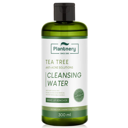 Plantnery Tea Tree Acne First Cleansing Water 300ml - Gentle Facial Cleanser for Acne-Prone Skin