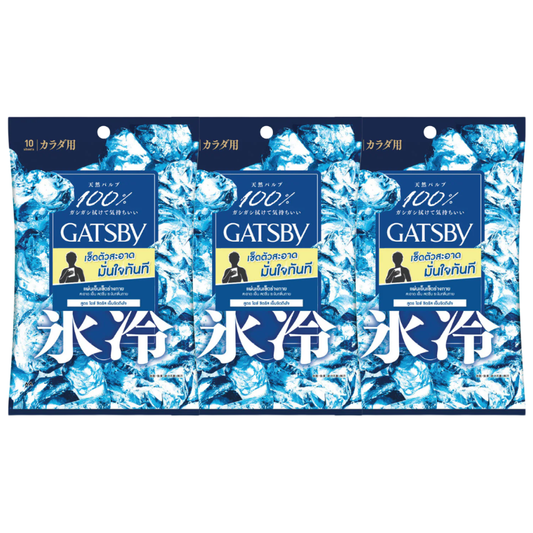 GATSBY Ice-Type Body Paper Ice Citrus - 10 Sheets (Pack of 3)
