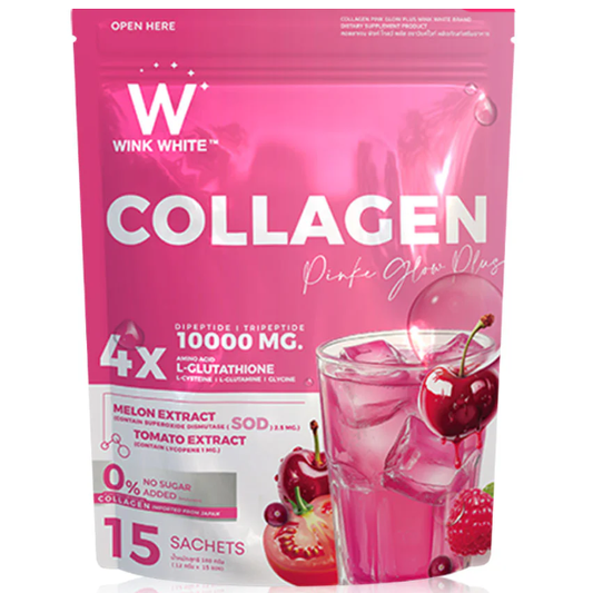WinkWhite Collagen Pink Glow Plus 12g – 15 Sachets for Radiant Skin