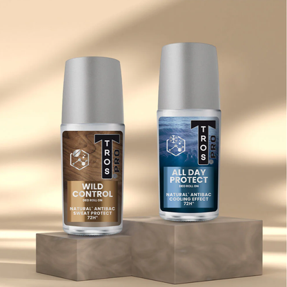 TROS Pro Deo Roll-On Deodorant - All Day Protect, Blue, 45ml (Pack of 3)