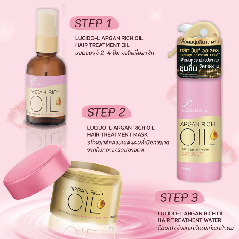 LUCIDO-L Argan Rich Oil Hair Treatment Mask 220g - Deep Nourishing & Repair